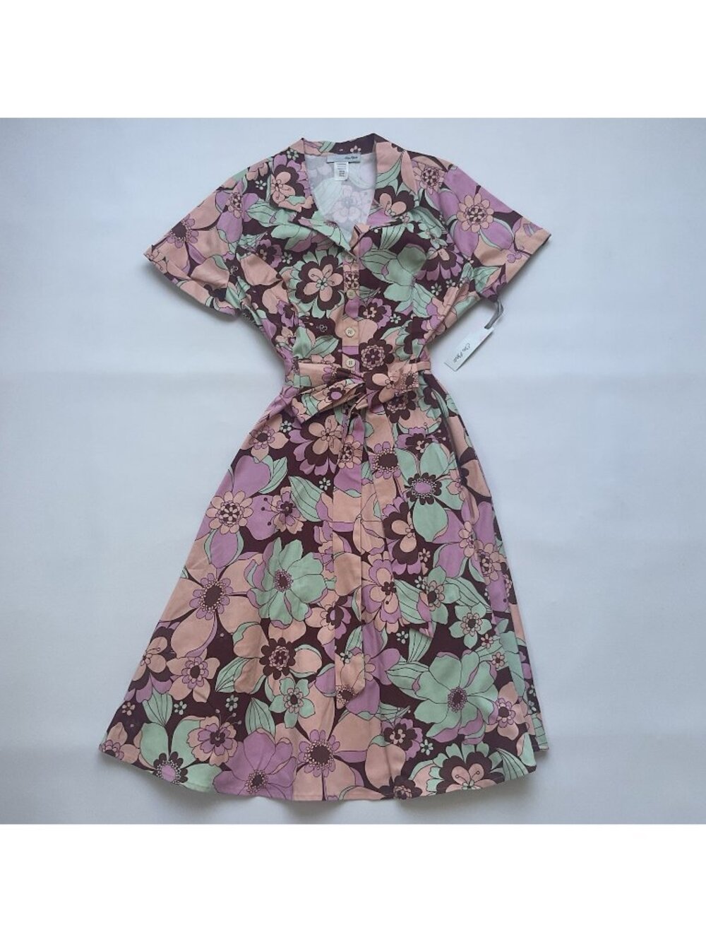 Eva Rose Women’s Flowers Printed All-over Shirt Dress In Size XL